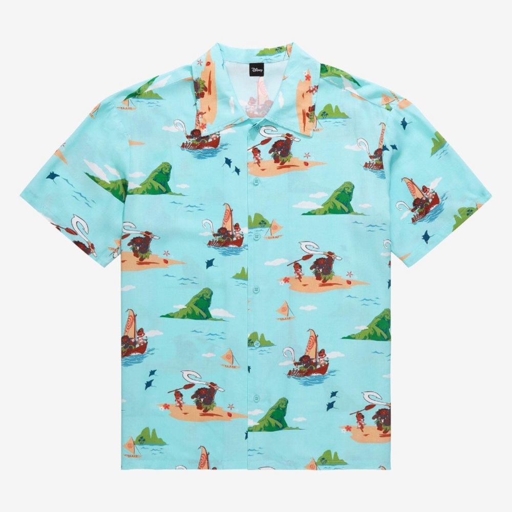 Unisex Our Universe‎ Disney Moana Scenic Island Woven Button-Up - BoxLunch